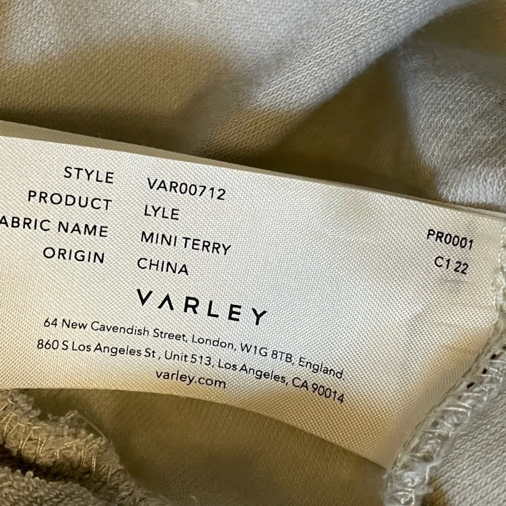 Varley Lyle Top Sweatshirt Sage Grey Large Mini Terry Crewneck